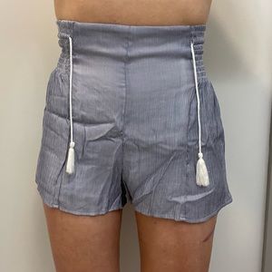 Blue Shorts with White Tassels